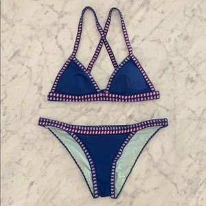 NWOT Victoria’s Secret Blue Crochet Bikini Size S